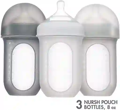 Nursh Silicone Pouch Bottle 8 Oz - 3 Pk