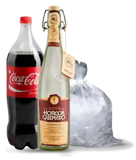 Horcon Quemado Pisco 35° 750Cc + Bebida 1.5 Lt + Hielo