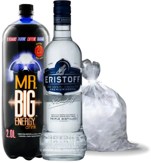 Eristoff Vodka Original 1000Cc + Mr.Big 2 Lts. + Hielo