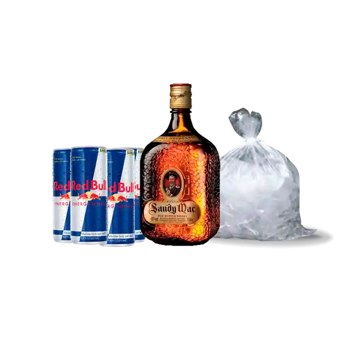 Sandy Mac Whisky Donald 1 Lt.+ 4 Red Bulls 250Cc. + Hielo 1Kg