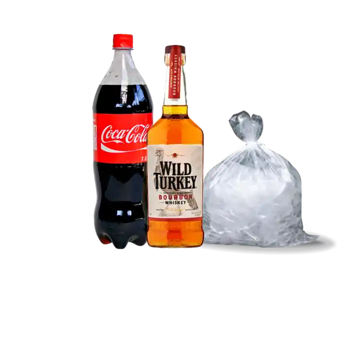 Wild Turkey Whiskey 750Cc. + Bebida 1.5 Lt. + Hielo 1Kg.