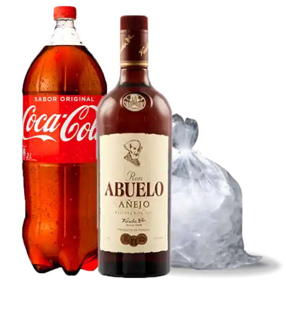 Ron Abuelo 1 Lt. + Bebida 3 Lt. + Hielo 1Kg.