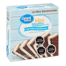 Great Value Helado Mini Sándwich Sabor a Vainilla