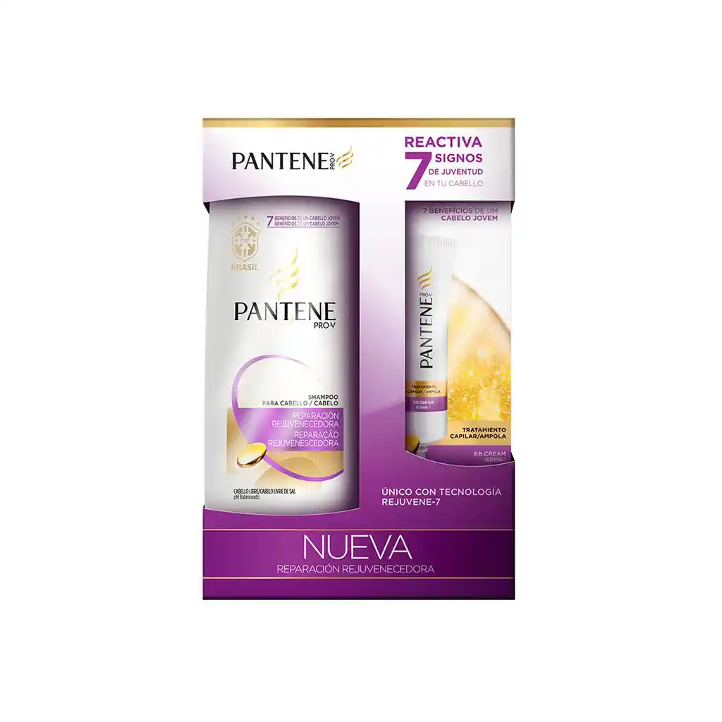 Pantene Estuche Shampoo Reparacion Rejuvenecedora Y Ampollas