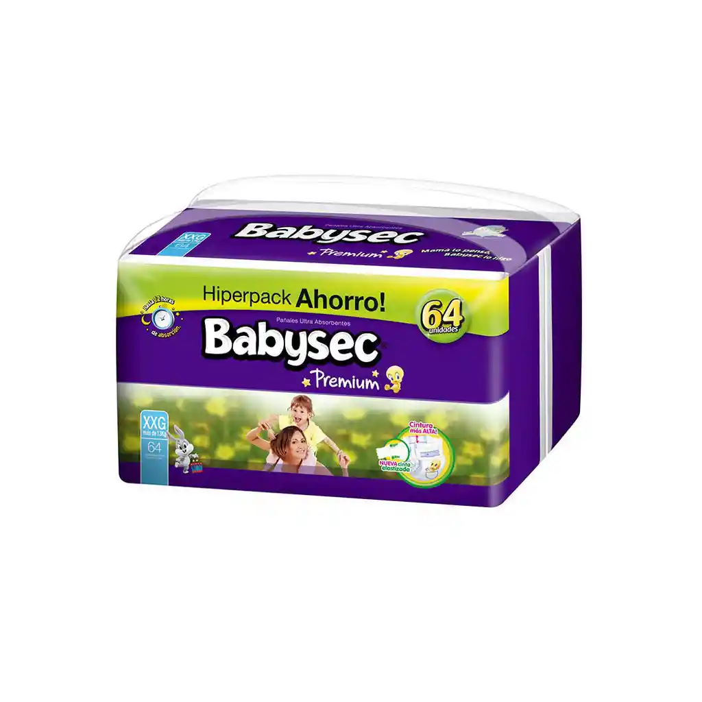 Babysec Panales Premium Talla Xxg De 64 Unidades