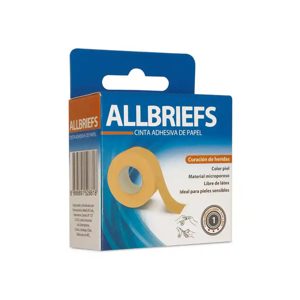 Allbriefs: Cinta Papel Piel (2.5 Cm. Por 10 Mts)