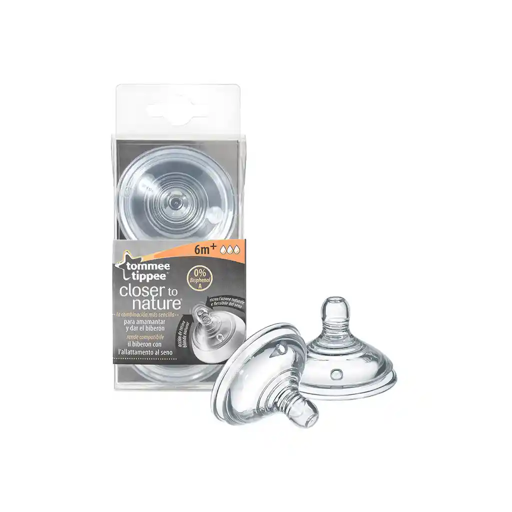 Tommee Tippee: Repuesto Tetina Mamadera Silicona (6M +)