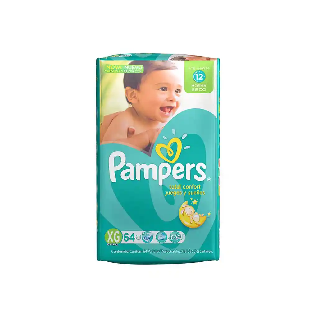 Pampers Panales Juegos Y Suenos Talla Xg De 64 Unidades