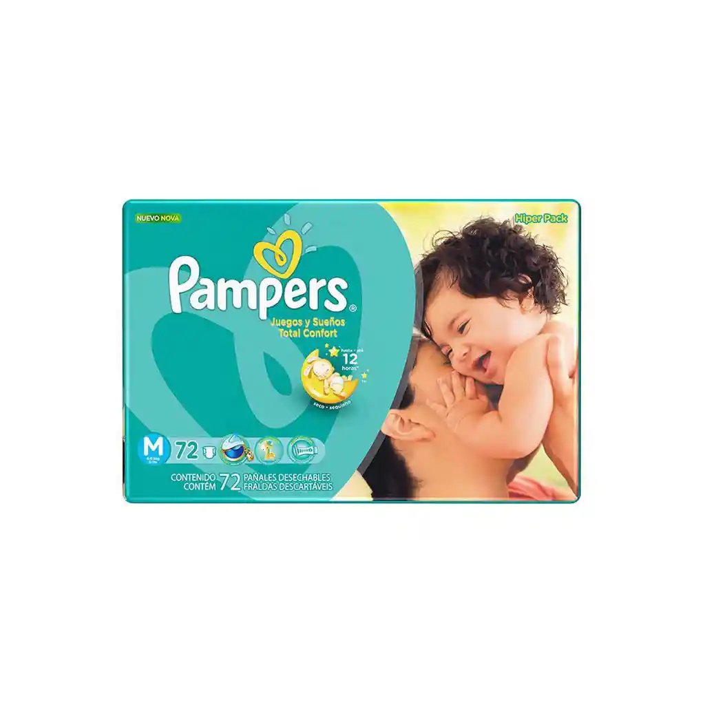 Pampers Panales Juegos Y Suenos Talla M De 72 Unidades