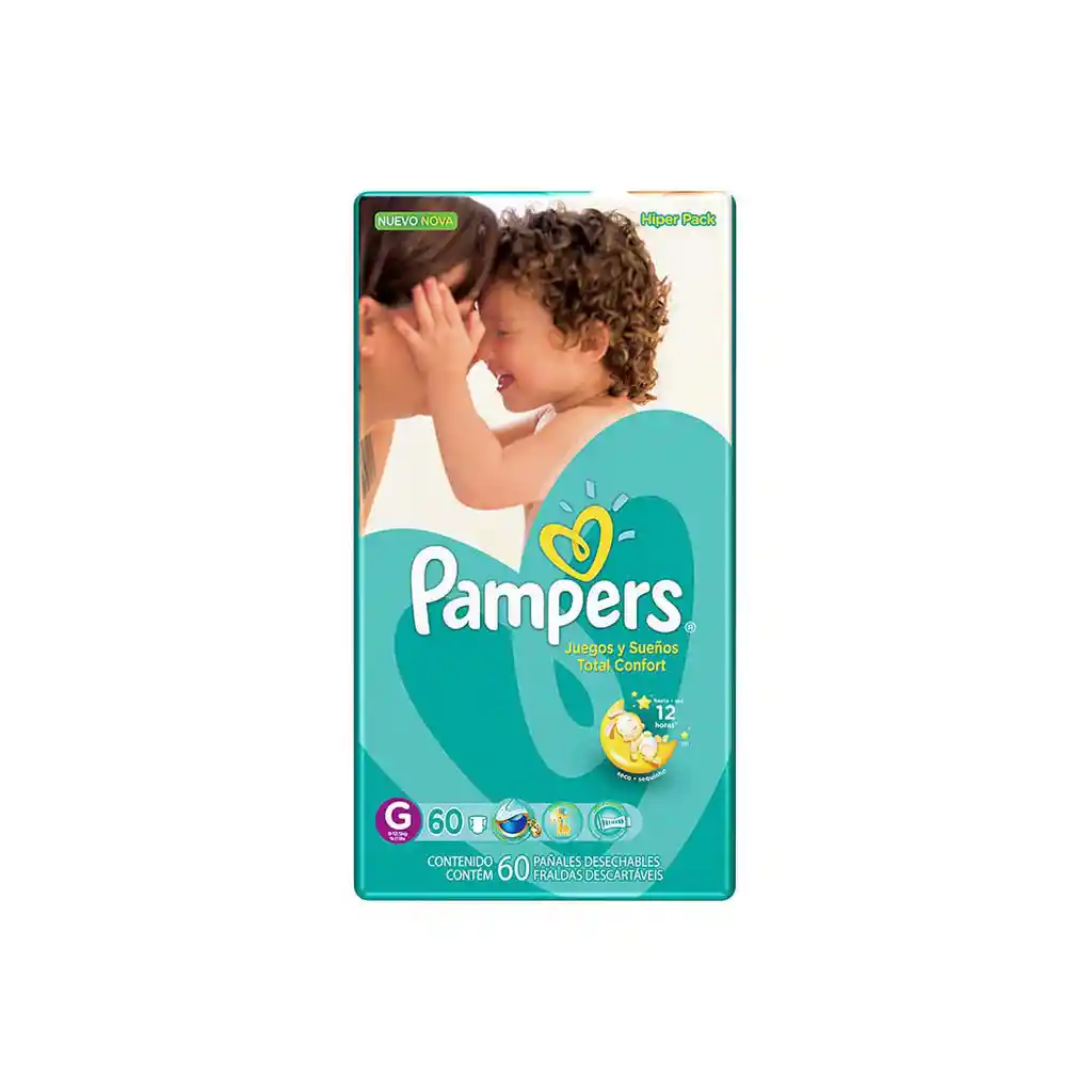 Pampers Panales Juegos Y Suenos Talla G De 60 Unidades