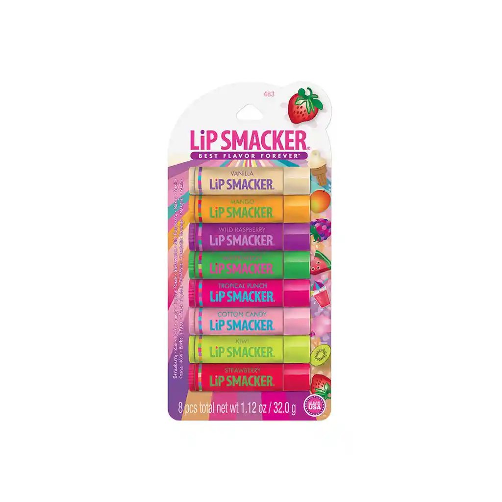 Set De 8 Bálsamos Labiales  Sabores Frutales