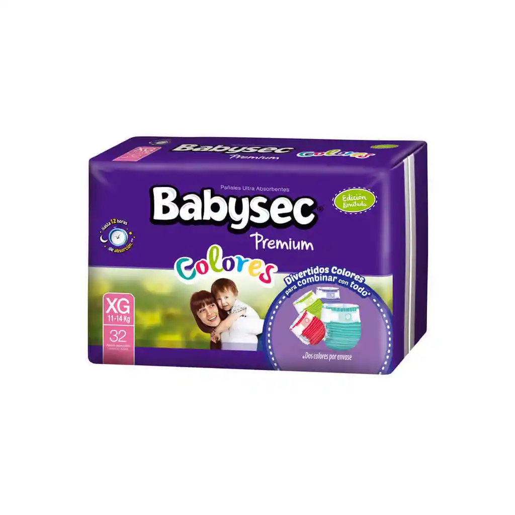 Babysec Panales Premium Colores Talla Xg De 32 Unidades