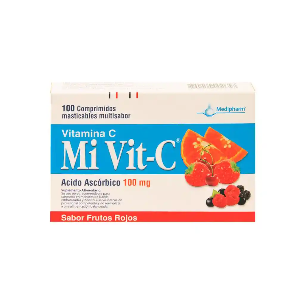 Vit Medipharm: Mi C Frutos Rojos 100 Mg De 100 Comprimidos Mastic