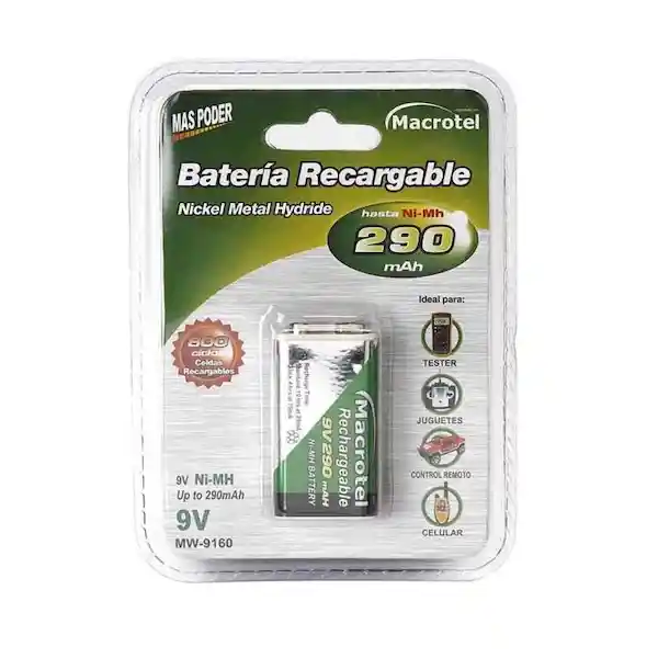 Macrotel Bateria 9V Recargable 290Ma