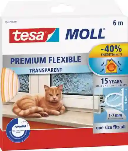 Tesa Tesamoll Tubular Silicona Premium Perfil o 9 mm x 6 m