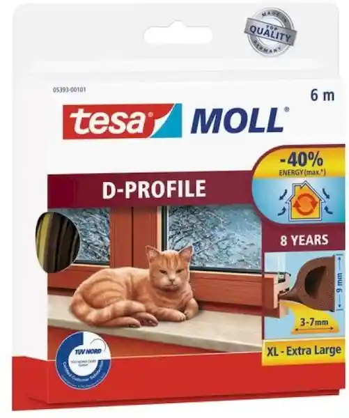 Tesa Tesamoll Tubular Perfil de D 9 mm x 6 m Café