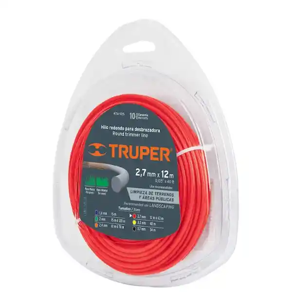 Truper Nylon Para Orilladora Redondo 2.7 mm x 12 m