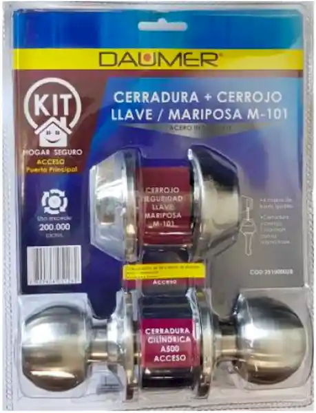 Lioi Set Cerradura Acceso Pomo + Cerrojo Llave/Mariposa M101