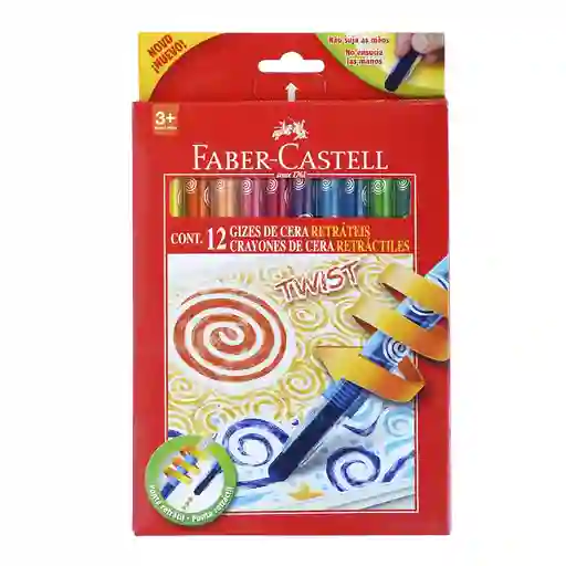 Faber Castell 12 Crayones De Cera Retráctiles