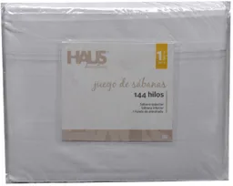Juego de Sabanas 144 Hilos 1 1/2 Plaza Blanca 1 Un, Haus