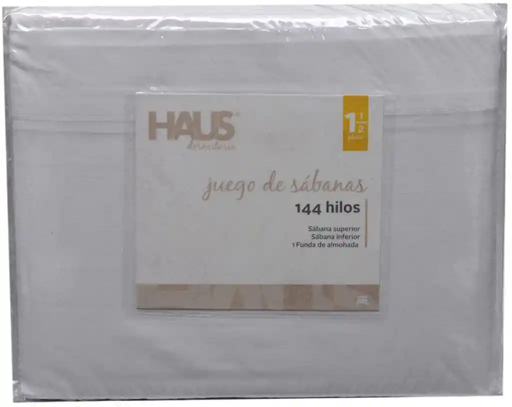 Juego de Sabanas 144 Hilos 1 1/2 Plaza Blanca 1 Un, Haus