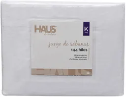 Juego de Sabanas 144 Hilos King Blanca 1 Un, Haus