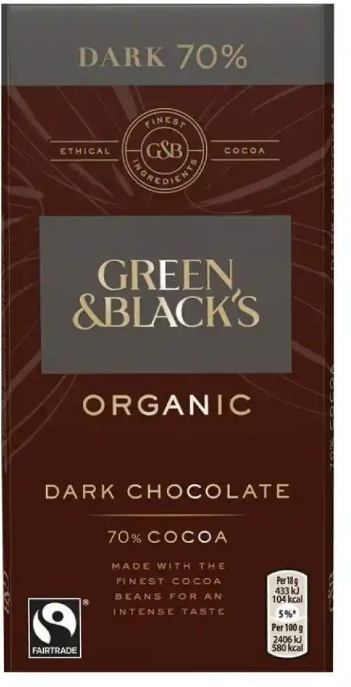 Green & Blacks Chocolate Organico 70% Cacao.