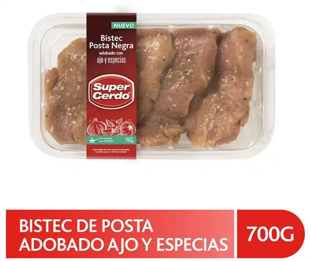Super Cerdo Bistec Posta Adobado Ajo Y Especias