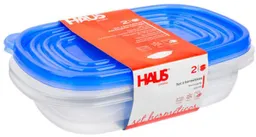 Set 2 Contenedores Cuadrados Azul 950 ml c/u, Haus