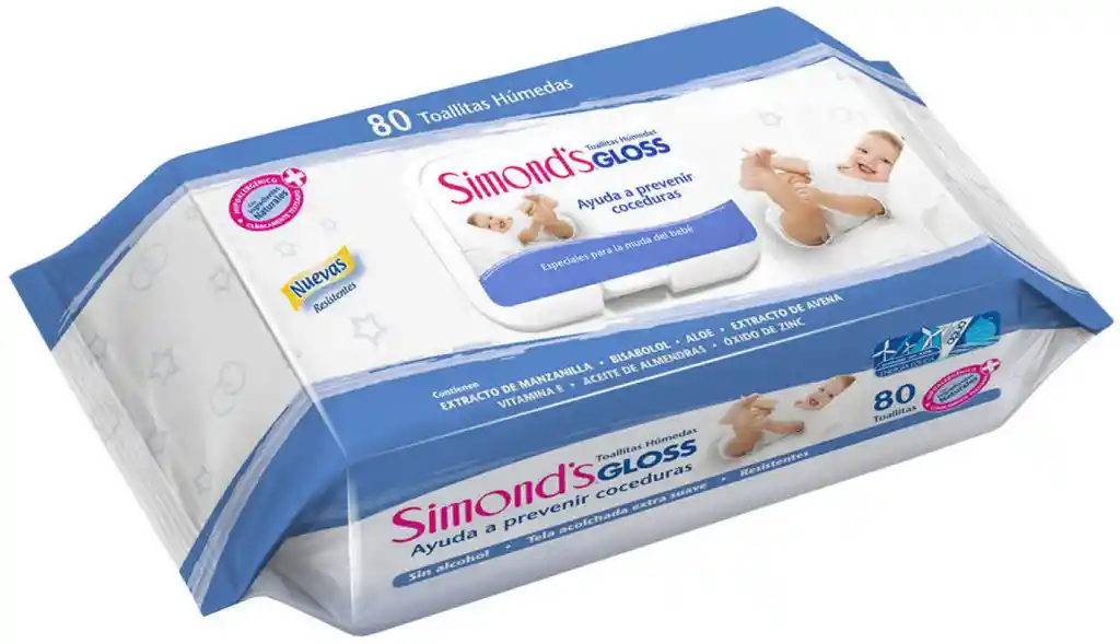 Simonds Toallitas Húmedas Gloss 80 Unidades