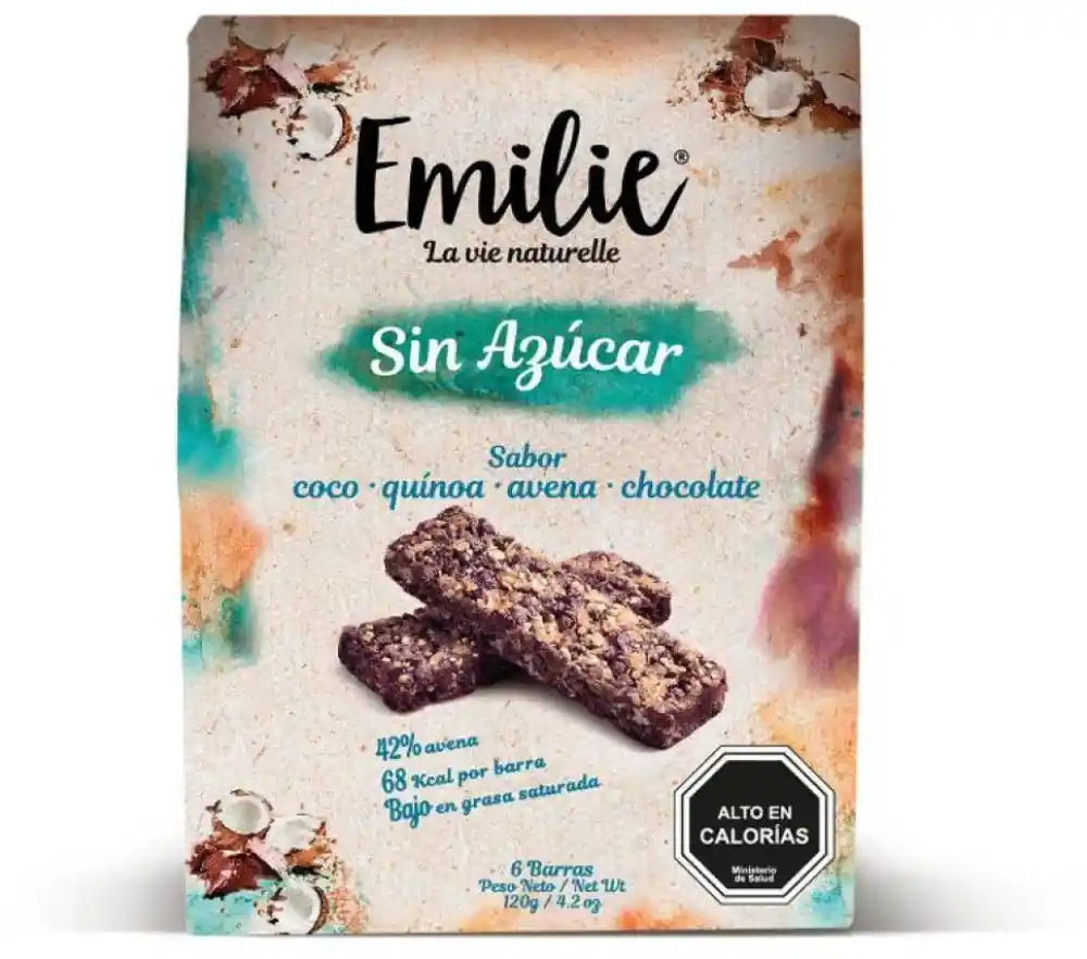 Emilie Barra De Cereal Coco - Quinoa - Avena - Chocolate 120 G.