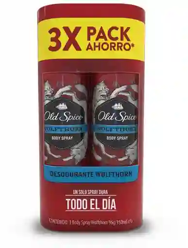 Old Spice Pack 3 Desodorantes Hombre Spray Wolfthorn 1 Un
