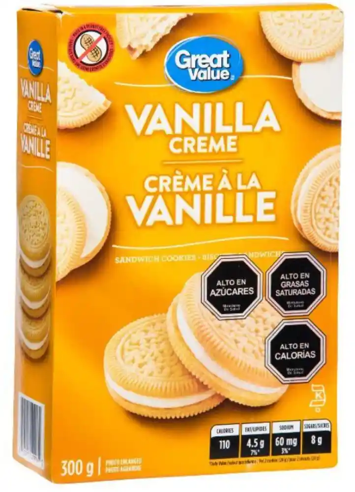 Great Value Galleta Rellena con Crema de Vainilla 