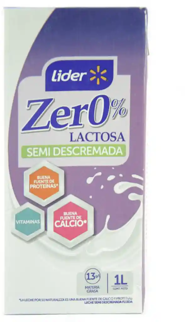 Leche Semidescremada Zer0% Lactosa Líder