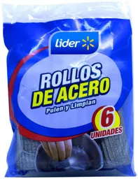 Líder Rollo De Acero Sin Jabon Bolsa 6 Un,