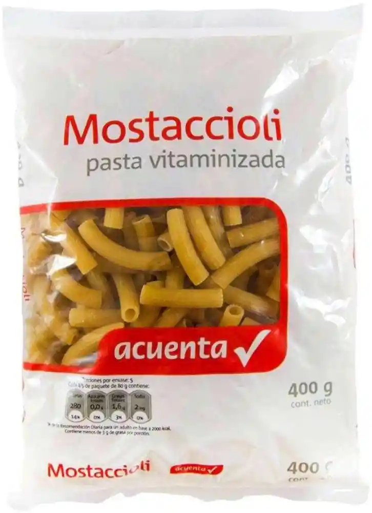 Acuenta Fideo Mostaccioli 400 G