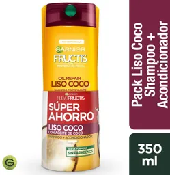 Fructis Garnier- Shampoo Y Acondicionador Liso Coco