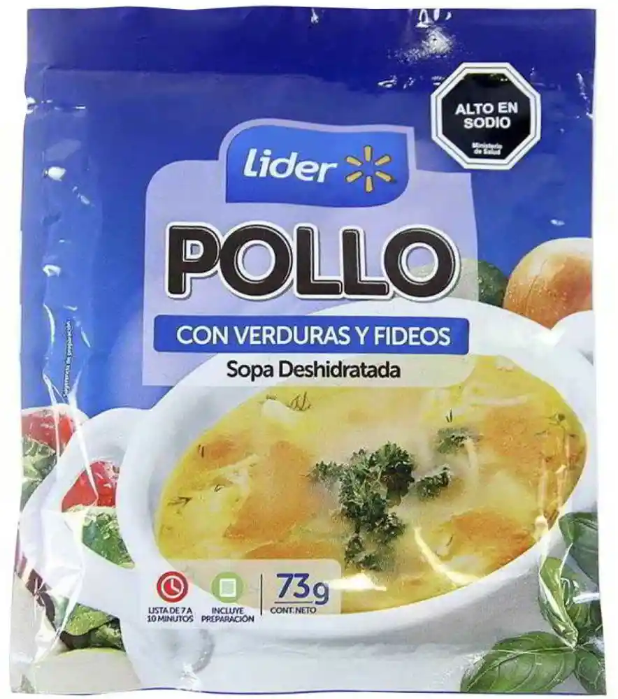 Sopa Deshidratada de Pollo con Verduras y Fideos 73 g Lider