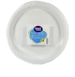 Great Value Plato Blanco Desechable 12 Un