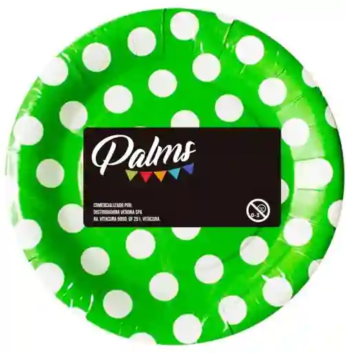 Platos de Carton 17,3 cm Polka Verde Limon 20 Un, Palms