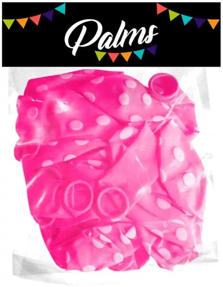 Set 12 Globos Polka Fucsia 1 Un, Palms