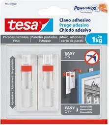 Tesa Clavo Adhesivo Powerstrips Paredes / Yeso Ajustable 1 Kg