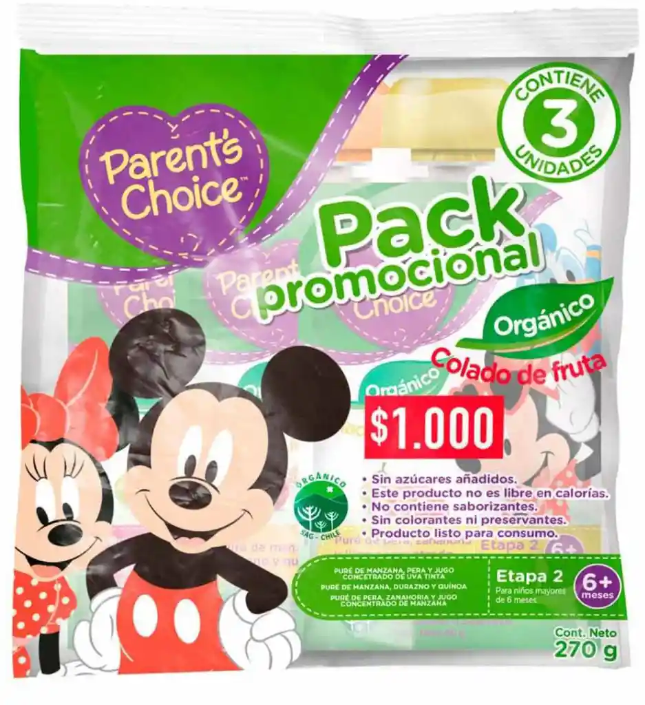 Pack Organic Trafico, Parents Choice. 3Un