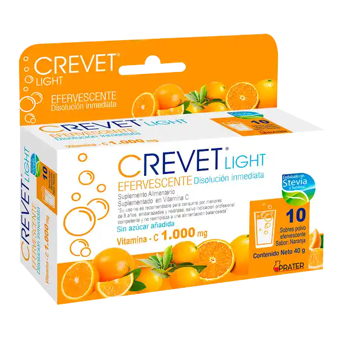 Crevet ® Light Vit. C 1.000 Mg Naranja Efervescente X 10 Sobres