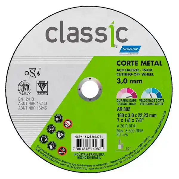 Norton Disco de Corte Acero Inoxidable Classic 7 / 180 x 3.0 mm