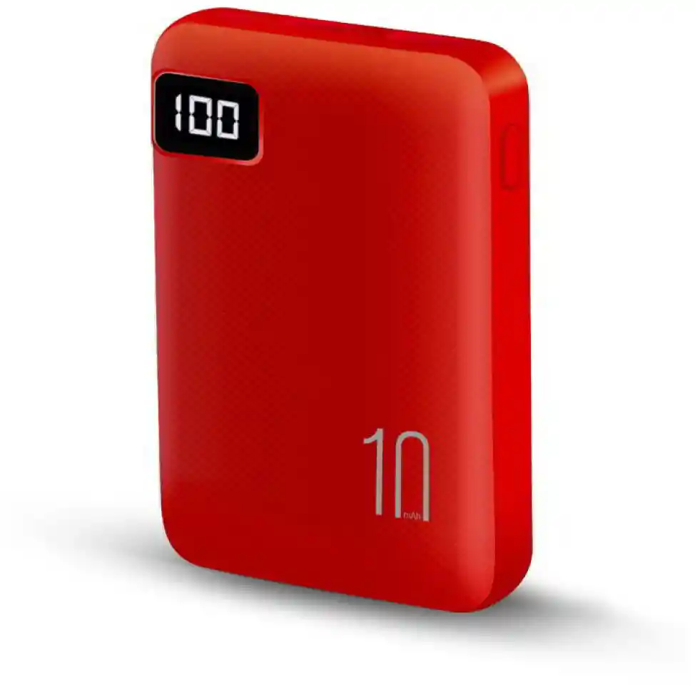 Powerbank 10.000 Mah 2 USB Con Pantalla Rojo