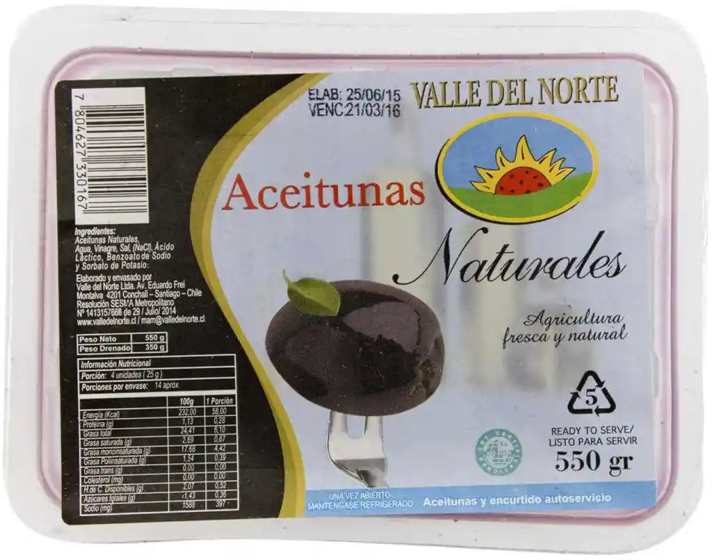 Valle Del Norte Aceitunas Naturales