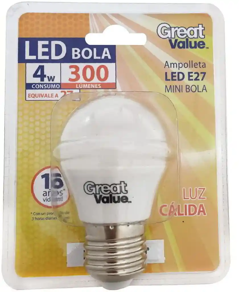 Ampolleta LED Mini Bola Luz Cálida E27 4W 1 Un