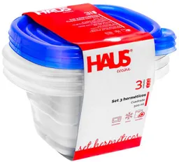 Set 3 Contenedores Cuadrados Azul 500 ml c/u