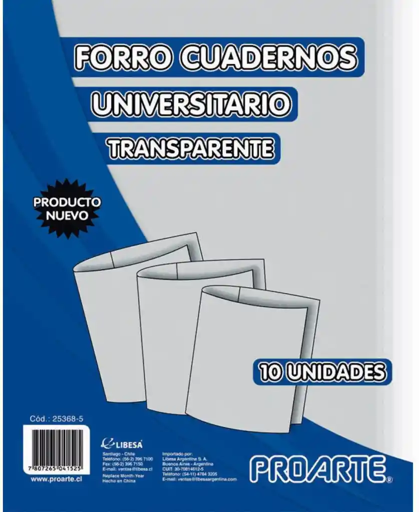 Forro Cuadernos Universitario Transparente (10 Un)